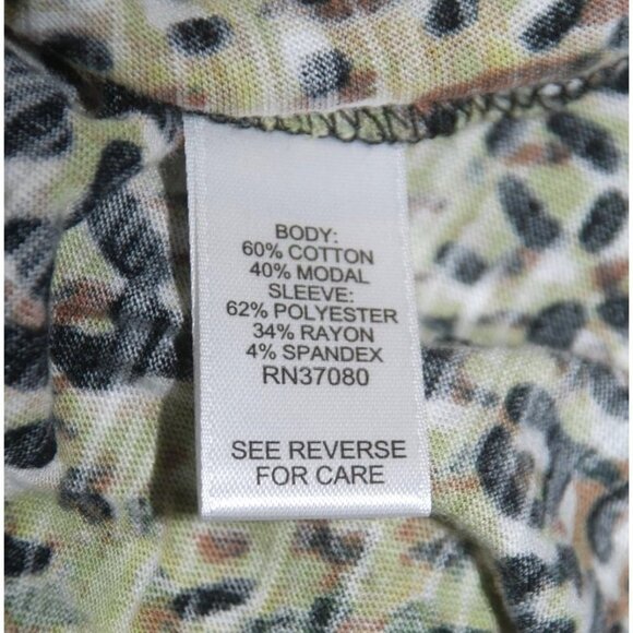 Cato Est. 1946 Green Leopard Print T-Shirt Top Size XL Stretch Short Sleeve - Picture 9 of 10